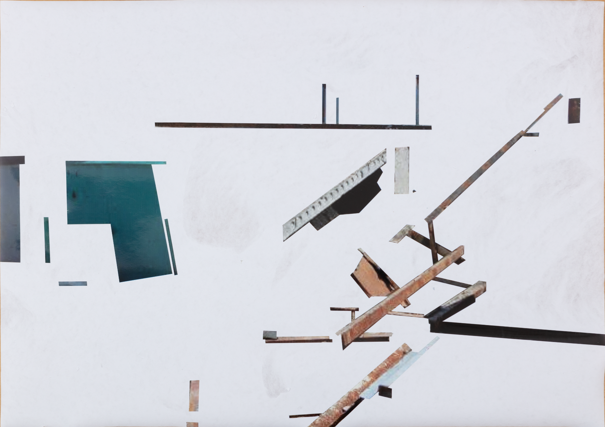 Lada Nakonechna. From the Merge Visible series. 2015–2017. Found footage, photographs with cut-out and drawing. 50 x 70 cm