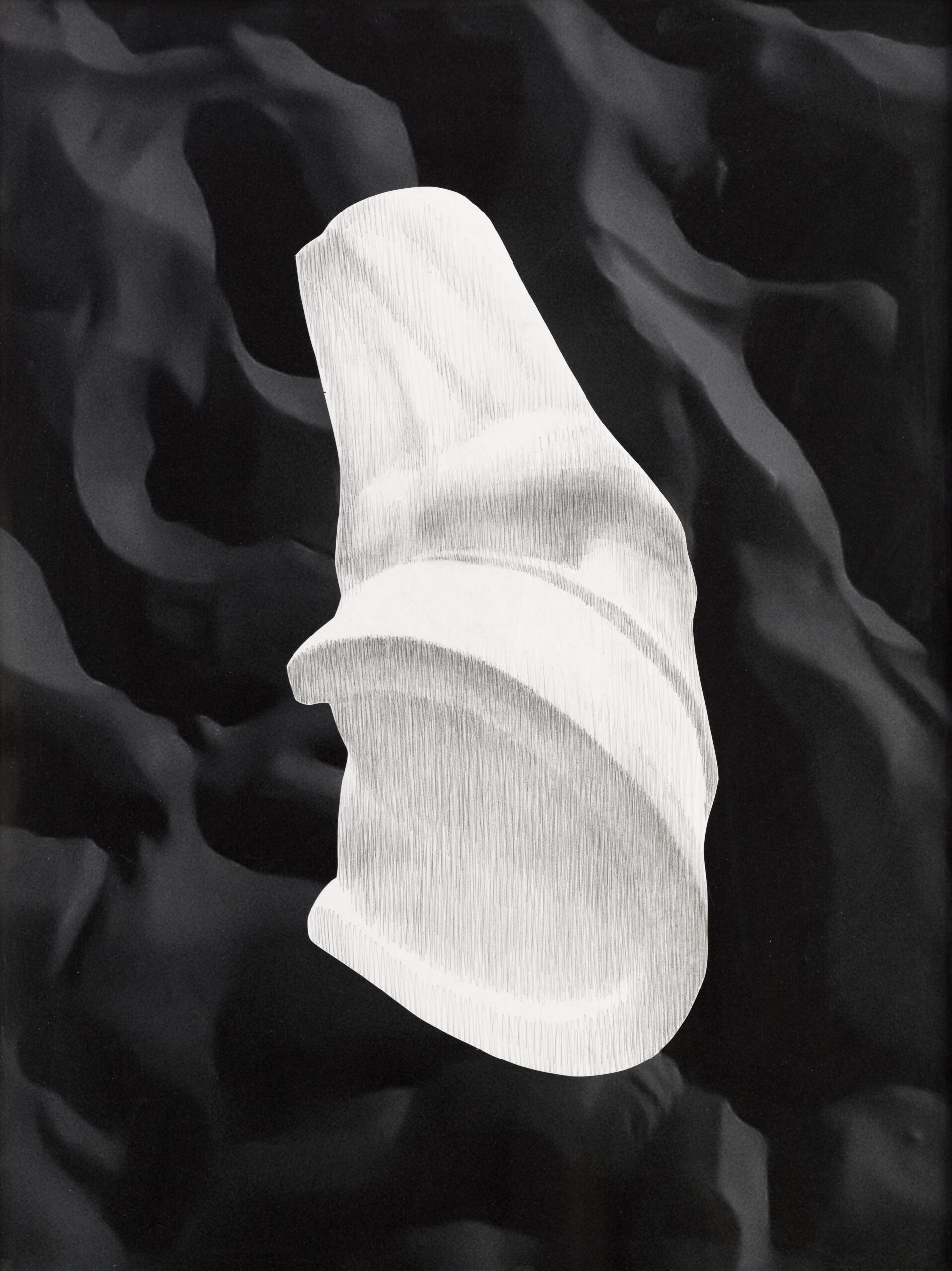 Lada Nakonechna. Commander’s Leg. 2021. Photography, cut out and pencil drawing. 79 x 59 cm
